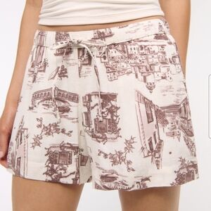 Abercrombie & Fitch High Waist Cream and Brown Shorts